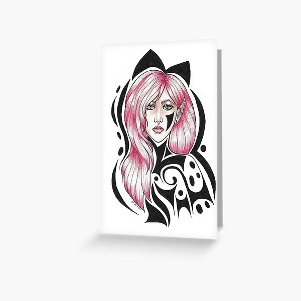 Pink and Black Greeting Card
