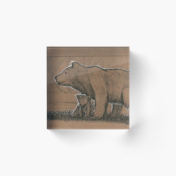 Bear and Cub Acrylic Block