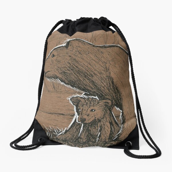 Bear and Cub Drawstring Bag