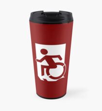 Emergency Exit Sign, with the Accessible Means of Egress Icon, part of the Accessible Exit Sign Project Travel Mug