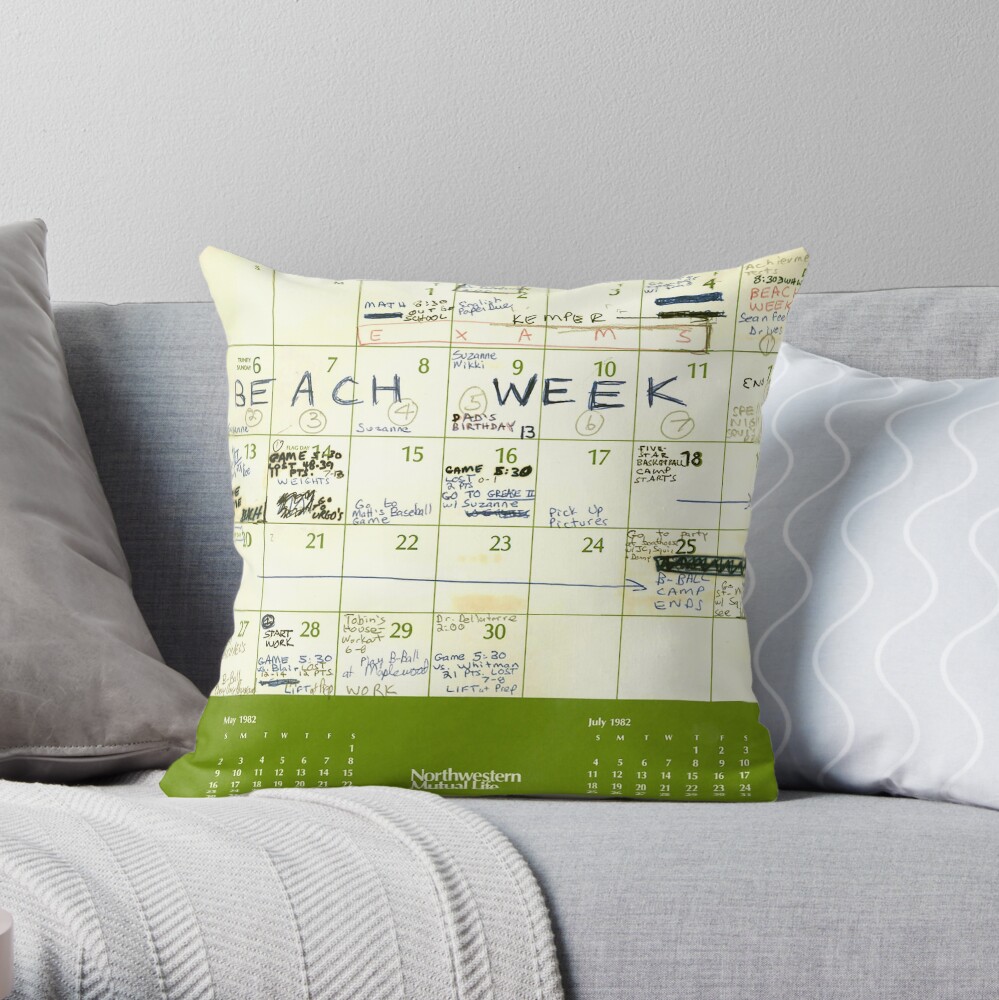 Brett Kavanaugh BEACH WEEK Calender Throw Pillow