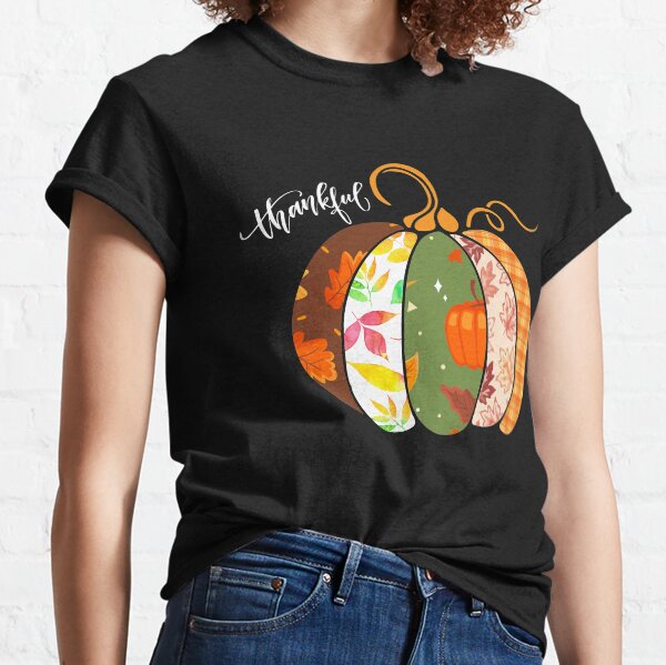 Aperçu de l'œuvre T-shirt reconnaissant, Thanksgiving, citrouille d'automne et d'automne créée et vendue par evaspark.