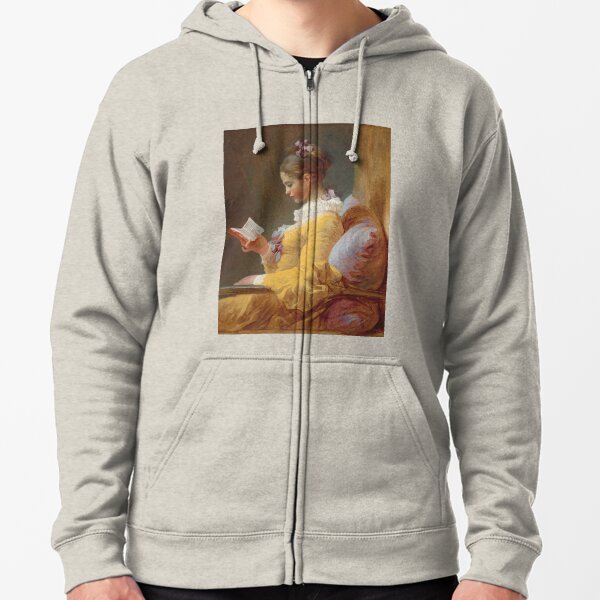 A Young Girl Reading - Jean-HonorƩ Fragonard Zipped Hoodie