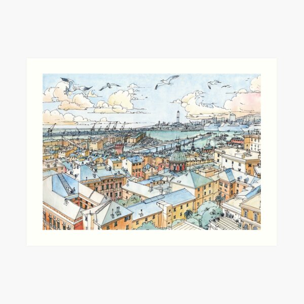 Panoramic of Genoa Art Print