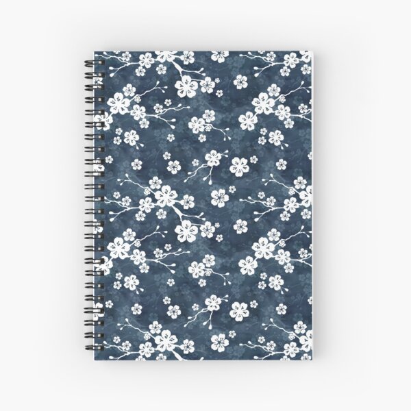 Aperçu de l'œuvre Motif fleur de cerisier bleu marine et blanc créée et vendue par adenaJ.