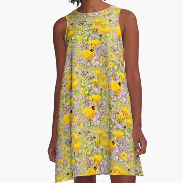Busy Bees and California Poppies A-Line Dress
