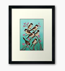 Sakura Spatzen Gerahmtes Wandbild