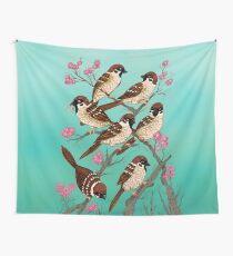 Sakura Sparrows Wall Tapestry