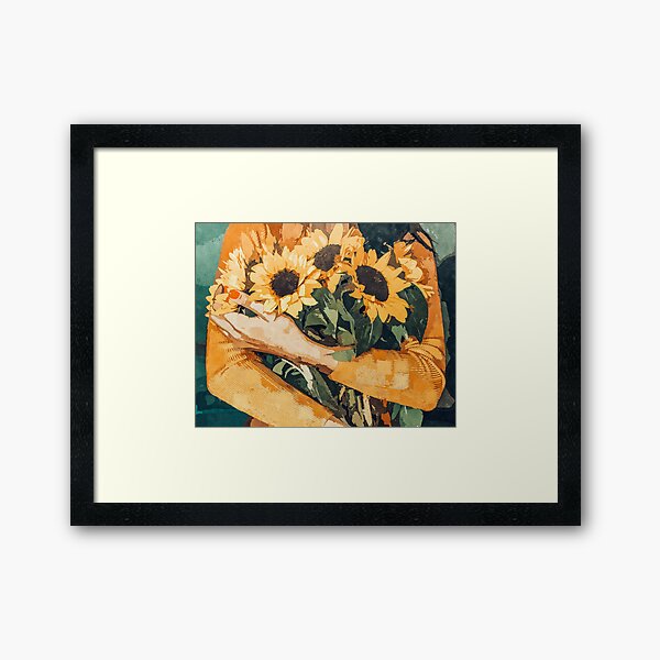 Aperçu de l'œuvre Tenant des tournesols créée et vendue par 83oranges.