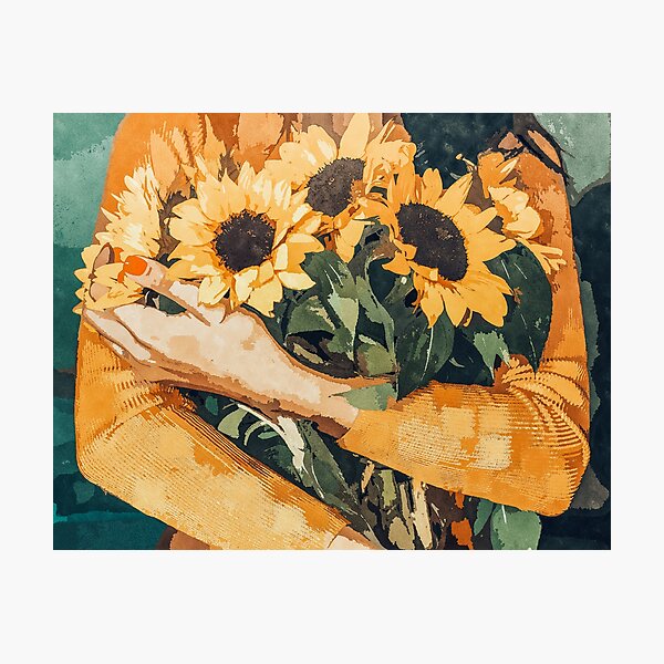 Holding Sunflowers Photographic Print