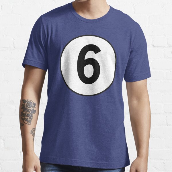 6. Six. 6th. Sixth. Number Six. Number 6. Old School. Racing. Competition. On Navy Blue. Essential T-Shirt