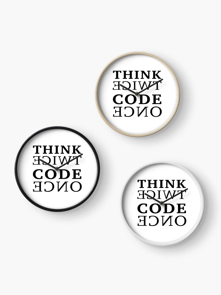 Thumbnail 3 of 4, Clock, Think twice Code once designed and sold by KeepOnCoding.