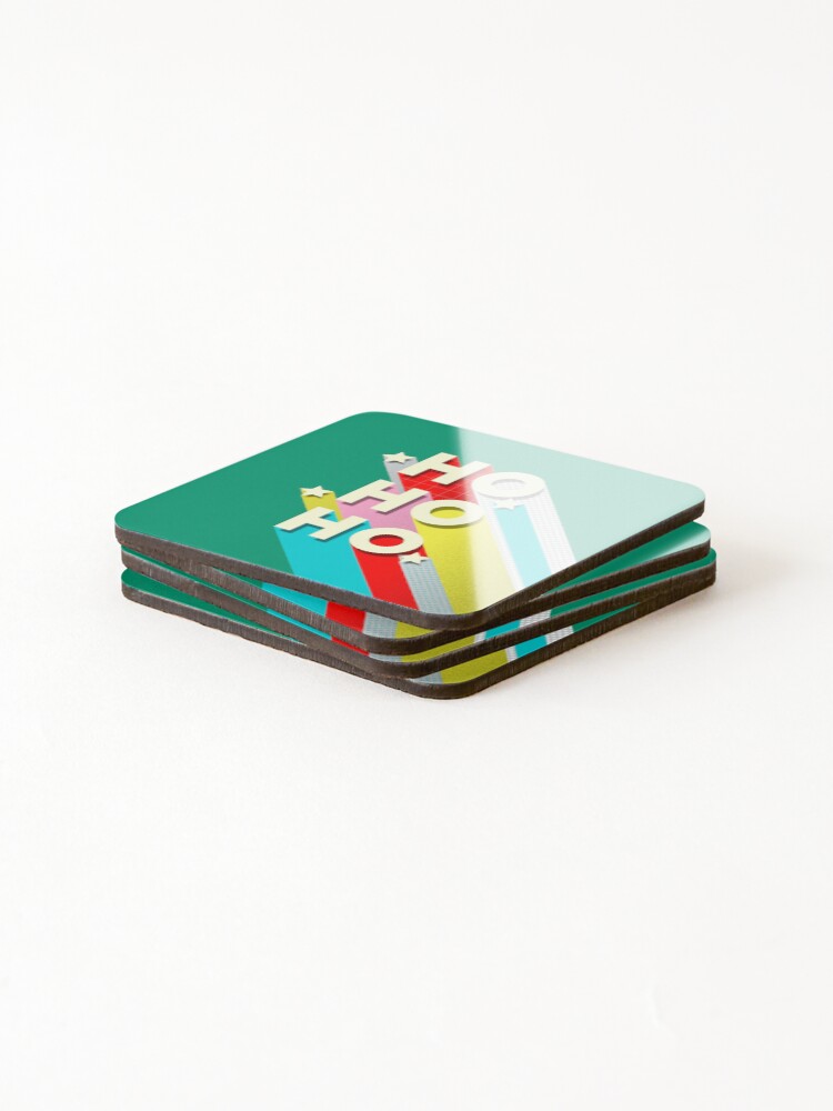 Alternate view of HO HO HO Christmas Typography Coasters (Set of 4)