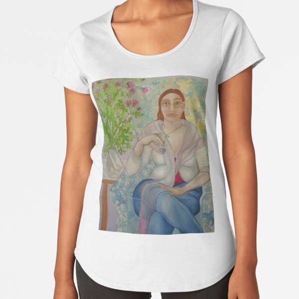 Portrait with thistle and canary birds Premium Scoop T-Shirt