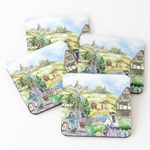 Item preview, European Village Watercolor Sketch designed and sold by Sharon Schwalbe.