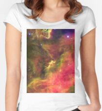#nebula #space #star #universe #sky #astronomy #cosmos #galaxy #texture #cloud #abstract #night #science #sciencefiction #fantasy #alien #supernova #mystical #dream #wallpaper #astral #mystery Women's Fitted Scoop T-Shirt