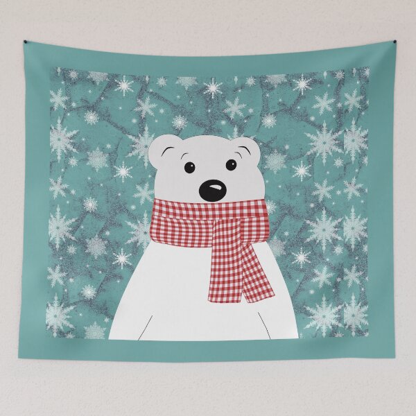 Item preview, Christmas polar bear on blue. designed and sold by marinaklykva.