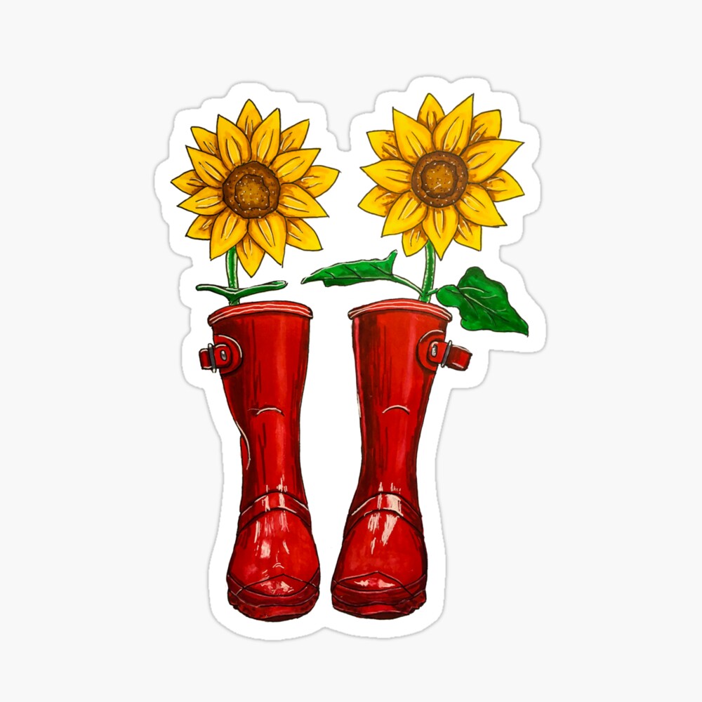 rain boots with sunflowers