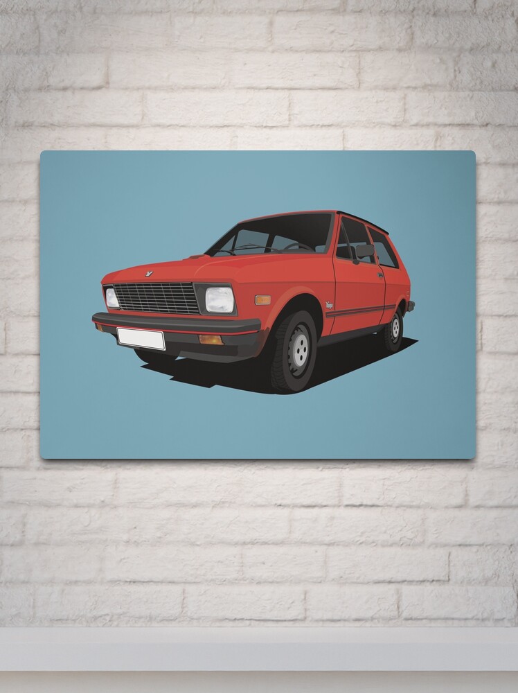 Metallbild for Sale mit Yugo-Auto - rot - US-Version von knappidesign