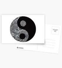 Postales Zentangle blanco y negro Yin Yang