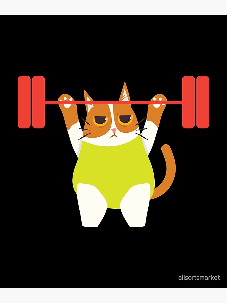"Cat Weight Lifting Funny Cat Lover Workout Fitness Gym Shirt" Poster for Sale by allsortsmarket