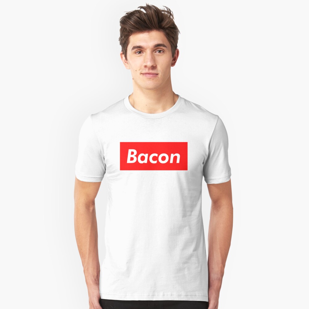 Supreme Bacon Logo Sticker By Sanseffort Redbubble - supreme bacon t shirt roblox