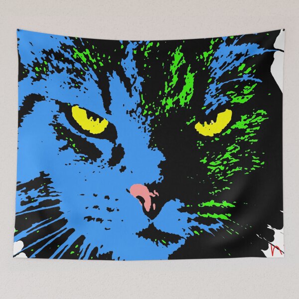 Item preview, ANGRY CAT POP ART - BLUE YELLOW BLACK TRASPARENT designed and sold by NYWA-ART.