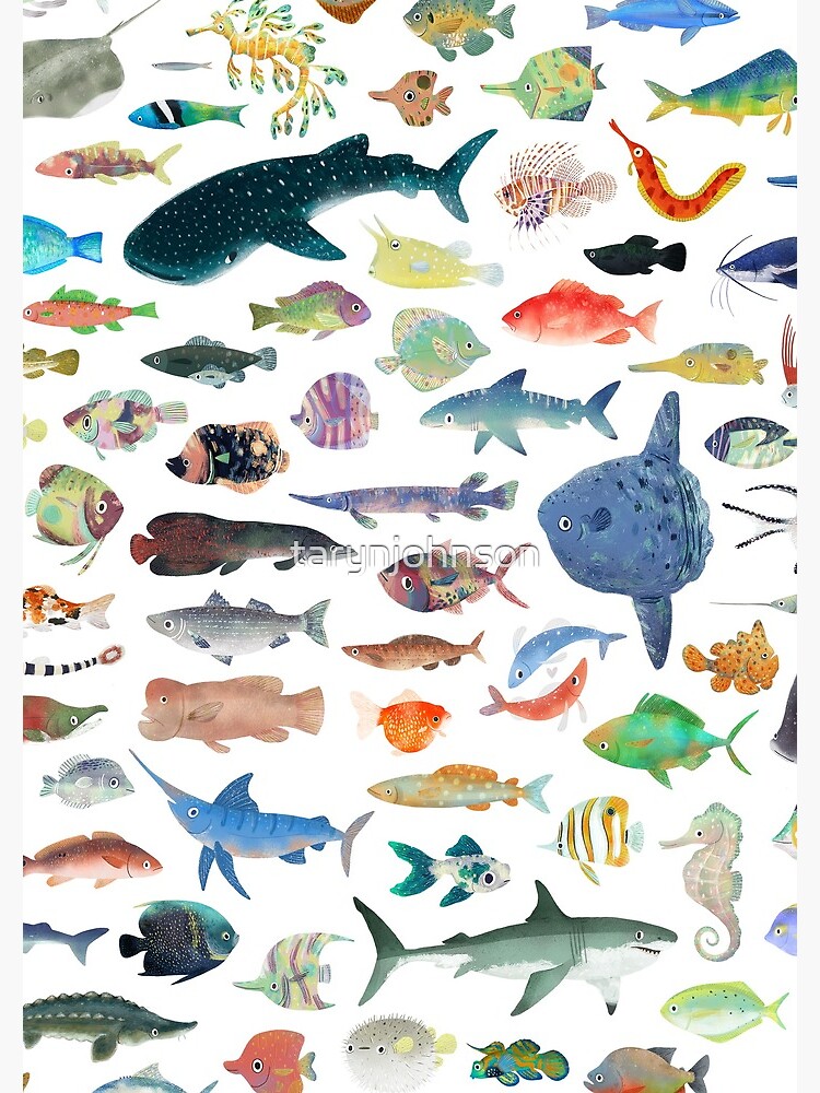 Thumbnail 3 of 3, Spiral Notebook, One Hundred Fish designed and sold by tarynjohnson.