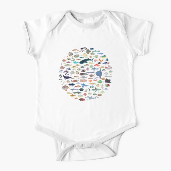 One Hundred Fish Short Sleeve Baby One-Piece