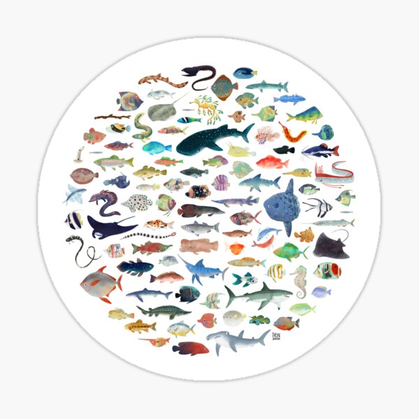 One Hundred Fish Sticker