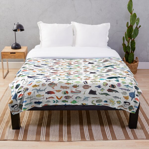 One Hundred Fish Throw Blanket