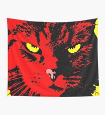 ANGRY CAT POP ART - RED YELLOW BLACK Wall Tapestry