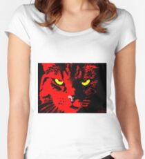 ANGRY CAT POP ART - RED YELLOW BLACK Women's Fitted Scoop T-Shirt