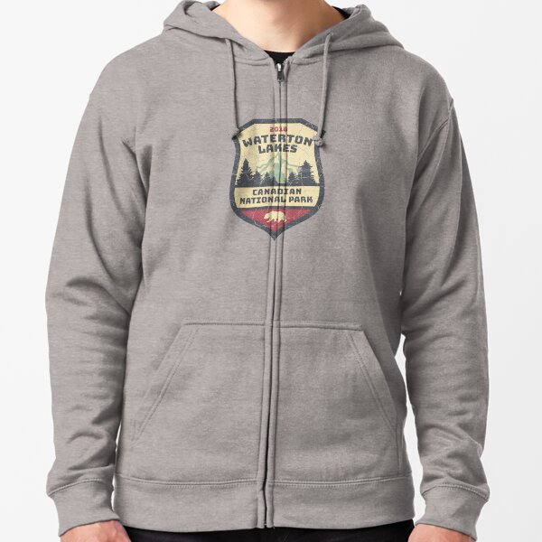 Vintage Waterton Lakes T-shirt and Canadian National Park Hikers Shirt Zipped Hoodie