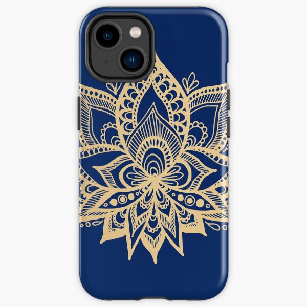 Gold und Blue Lotus Flower Mandala iPhone Robuste Hülle