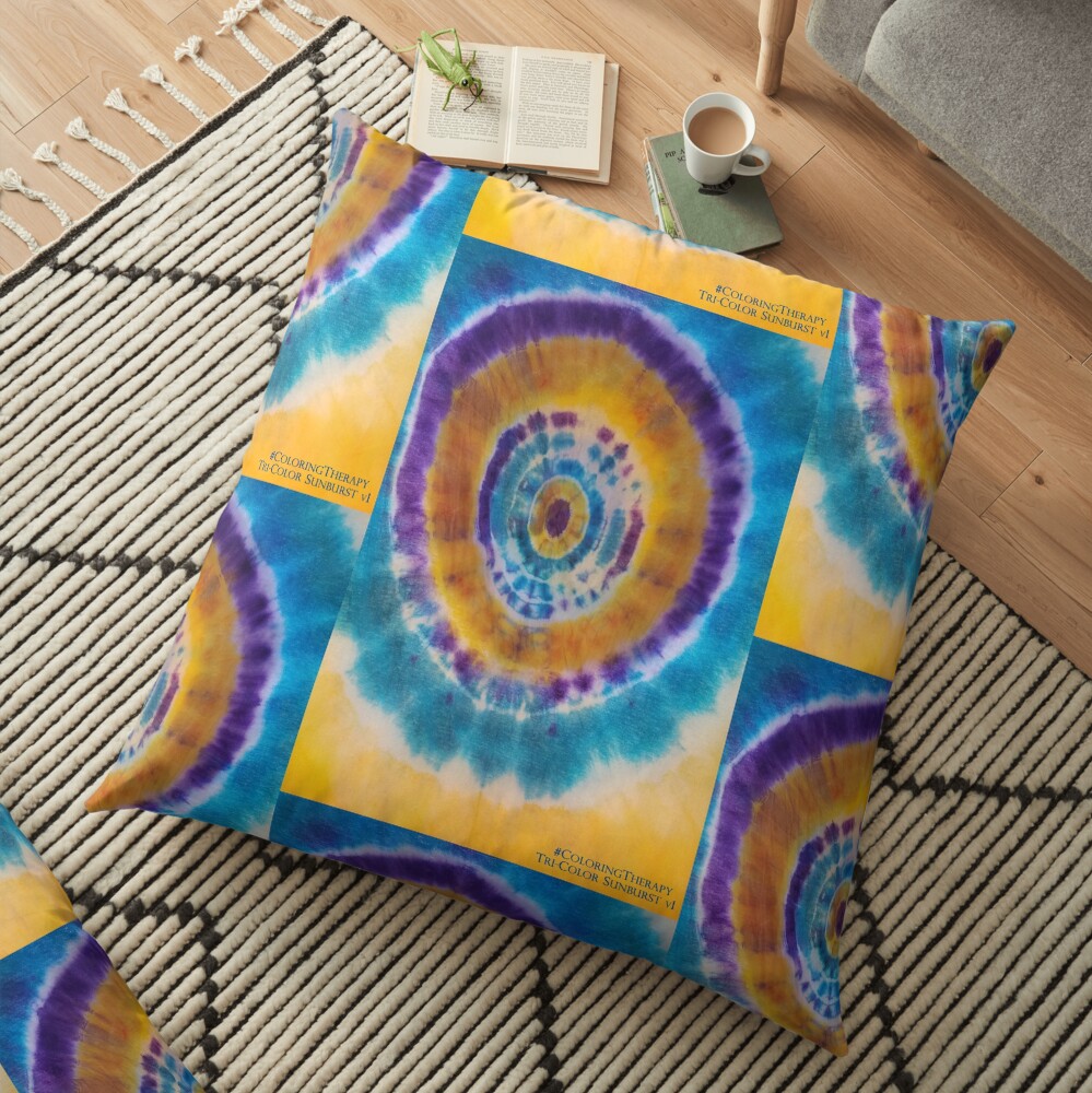 Tri-color Sunburst v1 Floor Pillow