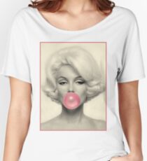 Camiseta ancha MARILYN MONROE: Bubble Blowing Print