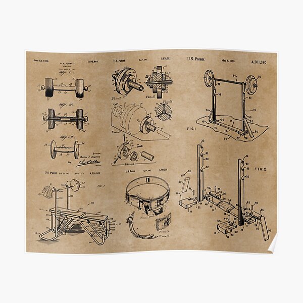 Gym Weightlifting Equipment Patent Prints Poster