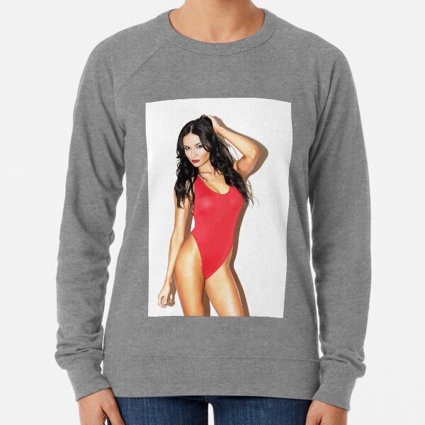 Fashion Art Photography Poster Print - "Modern Pinup - Brunette in Red" Featuring a Hot Sexy Brunette Model with Tattoos- Tshirts - Mugs - Phone Cases and More. Lightweight Sweatshirt
