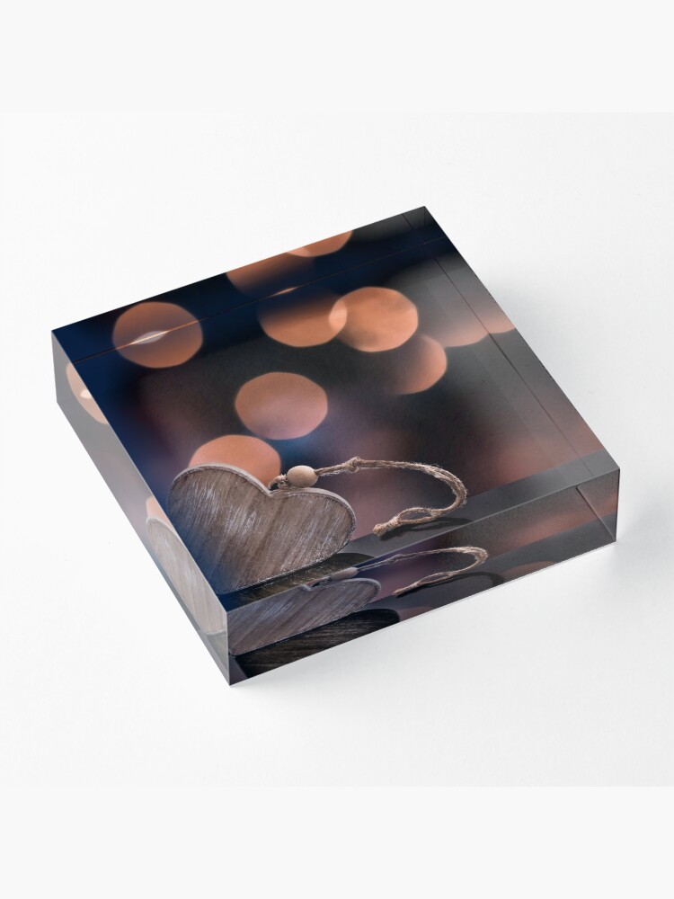 Alternate view of Love heart reflections Acrylic Block