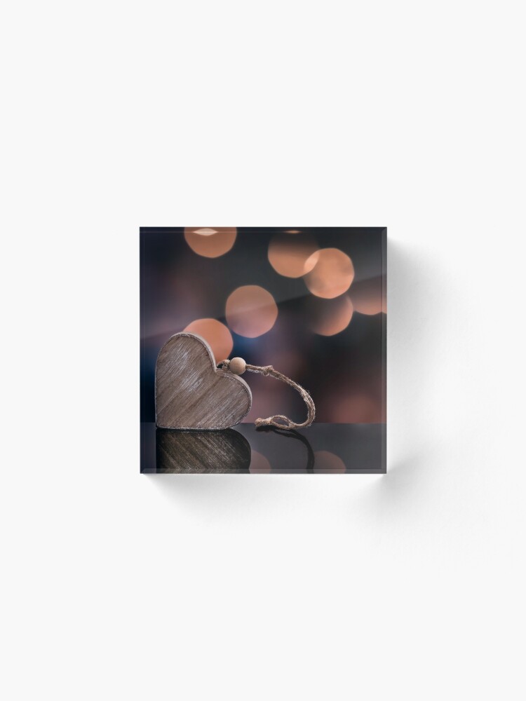 Alternate view of Love heart reflections Acrylic Block