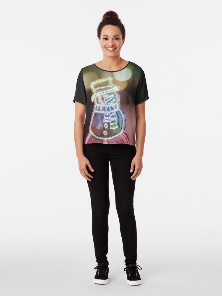 Alternate view of Christmas Snowman decoration Chiffon Top