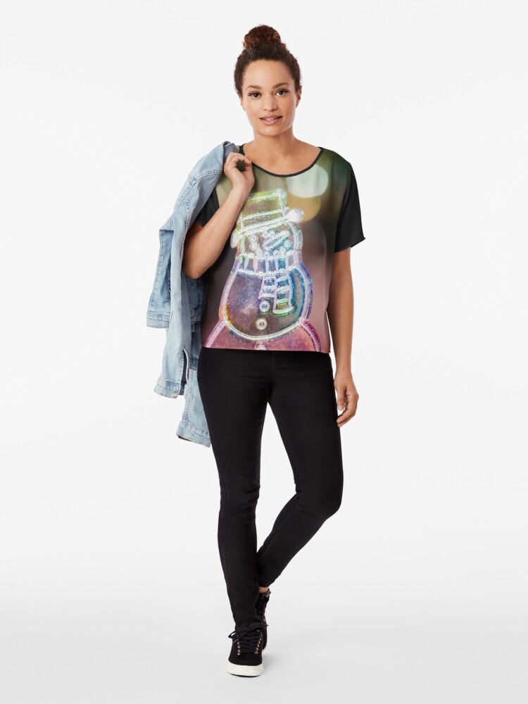 Alternate view of Christmas Snowman decoration Chiffon Top