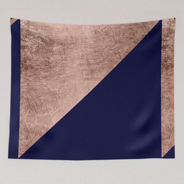 Item preview, Minimalist rose gold navy blue color block geometric designed and sold by GirlyTrend.