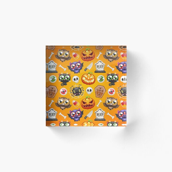 Item preview, Halloween Seamless Pattern with Cartoon Characters Ogange designed and sold by Voysla.