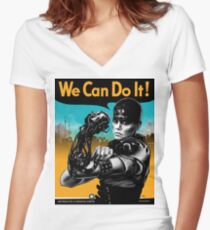 We Can Do It (Furiously) - light colors Women's Fitted V-Neck T-Shirt