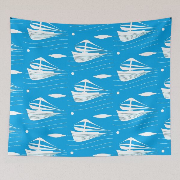 Item preview, Sky Blue White Boat designed and sold by Ovahill.
