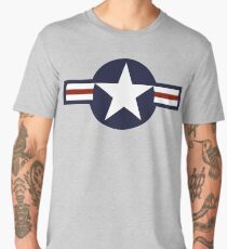 AIR FORCE, AMERICAN, USAF, Roundel, United States Air Force, aircraft, United States Navy, United States Marine Corps, on Grey Men's Premium T-Shirt