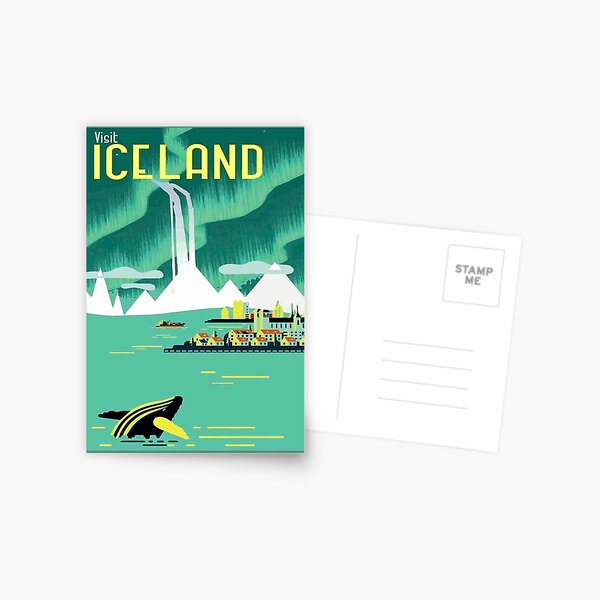 ICELAND : Vintage Travel and Tourism Advertising Print Postcard