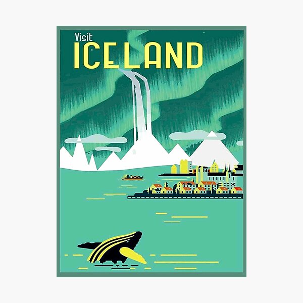 ISLAND: Vintage Reise- und Tourismuswerbedruck Fotodruck